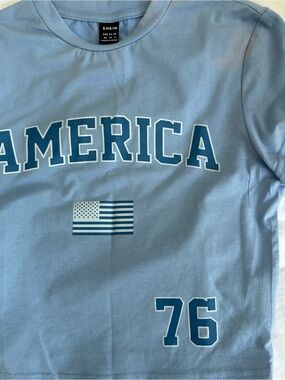 SHEIN Light Blue Graphic Tee